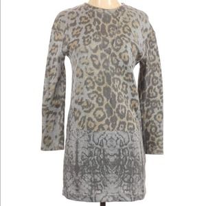 Zara Cheetah Print Sweatshirt Dress Animal Print Leopard Casual Shirt Dress